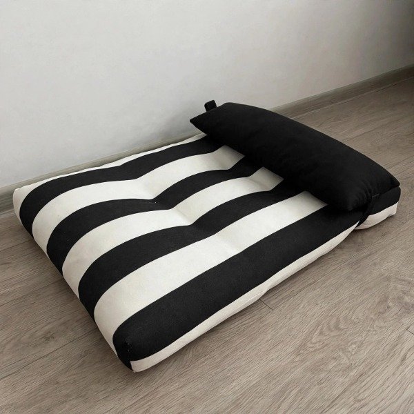 Producto - Colchonetas Rectangular con Almohadon Rayas Negras - 1