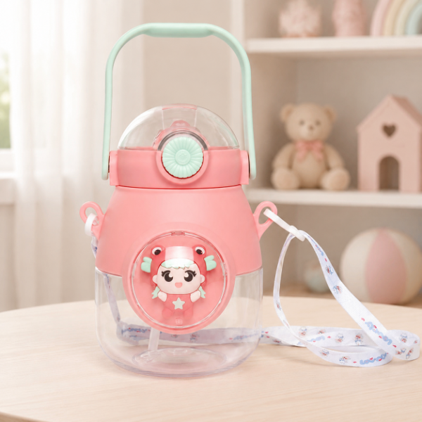 Producto - BOTELLA INFANTIL CON SORBETE, MANIJA Y CORREA REGULABLE 900ml - 0