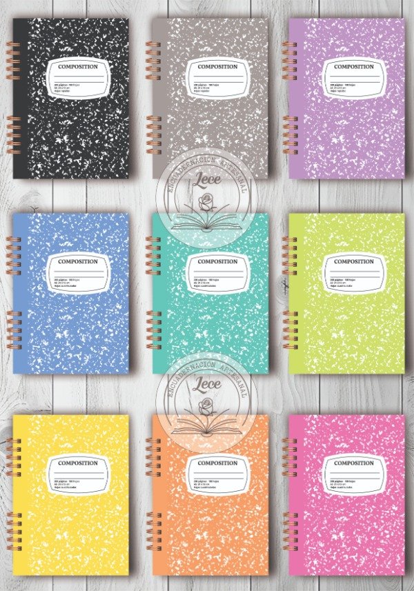 Producto - Combo imprimible "Composition Notebook" Tamaño A5 y A6