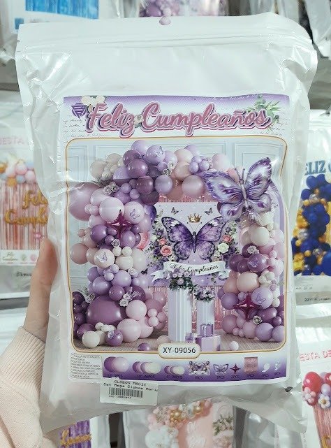 Producto - Set Mega Globos Mariposa 75 Piezas Lila Violeta/Rosa