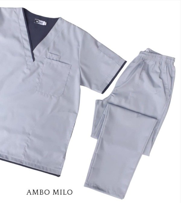 Producto - Ambo MILO ARC gris perla det. gris topo