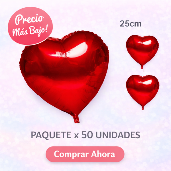 Producto - Globo corazón 25cm ROJO Paquete x 50 unid.