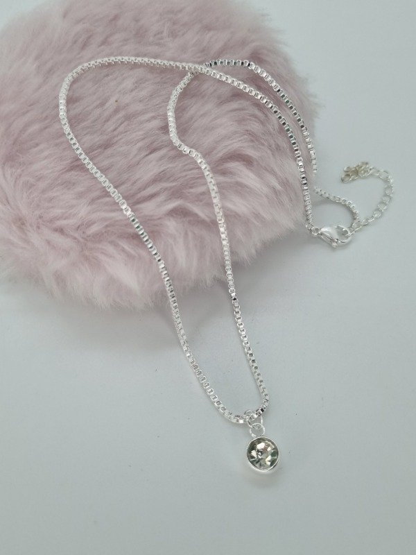 Producto - Cadena acero blanco dije circ swarovski cxx1190