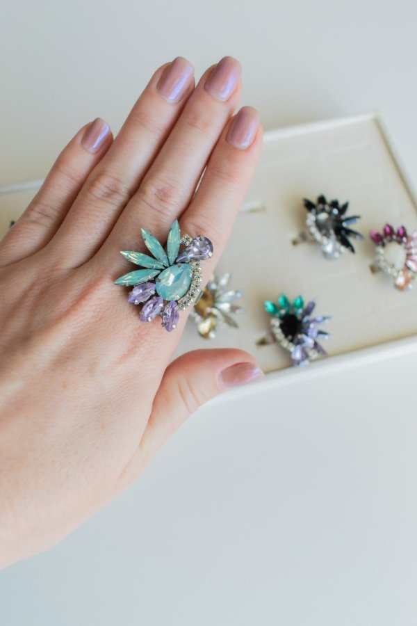 Producto - Anillo . verde agua y lila