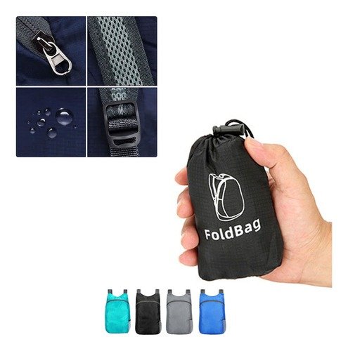 Producto - MINI MOCHILA PLEGABLE IMPERMEABLE LIVIANA COLORES SURTIDOS - 1