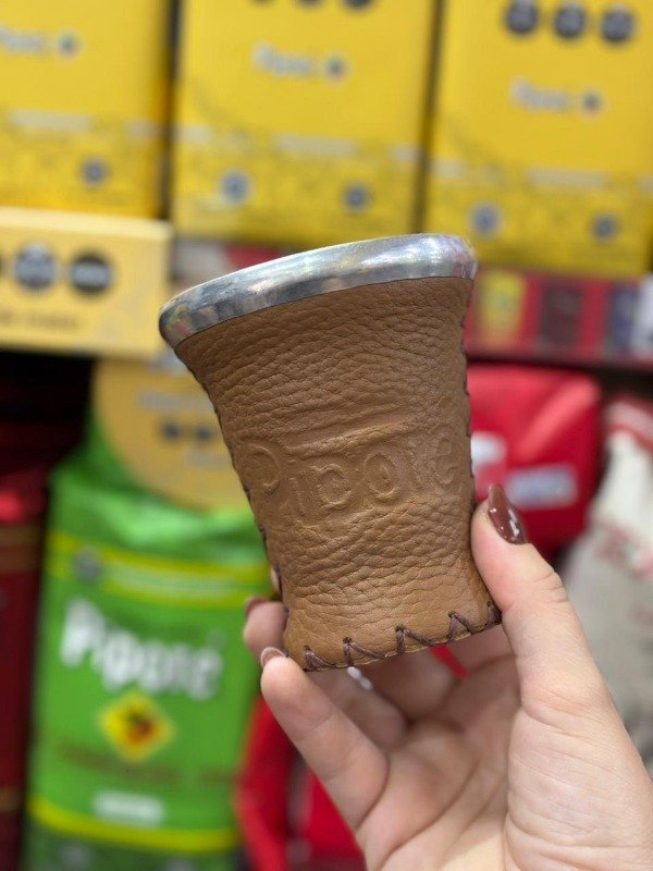 Producto - Mate Pipore Vidrio Forrado en Cuero Marrón