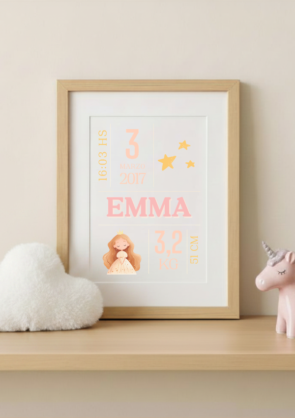 Producto - Certificado de nacimiento Princesa