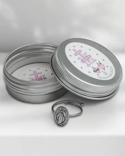 Producto - Anillo Acero Medalla Milagrosa Regulable