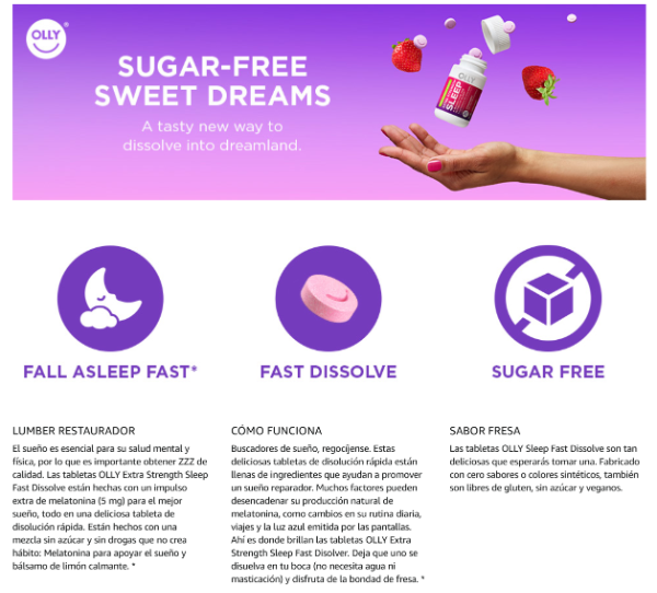 Producto - OLLY Sleep Fast Dissolve 5 mg de melatonina (x30) - 1