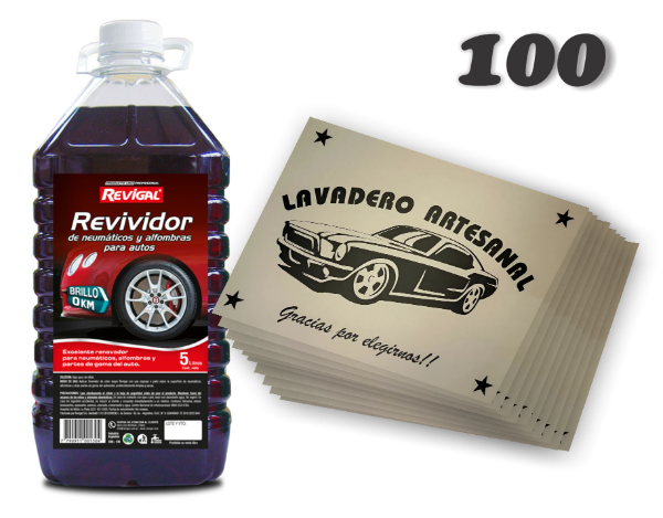 Producto - Revividor de Neumaticos 5 Litros REVIGAL + 100 Alfombras