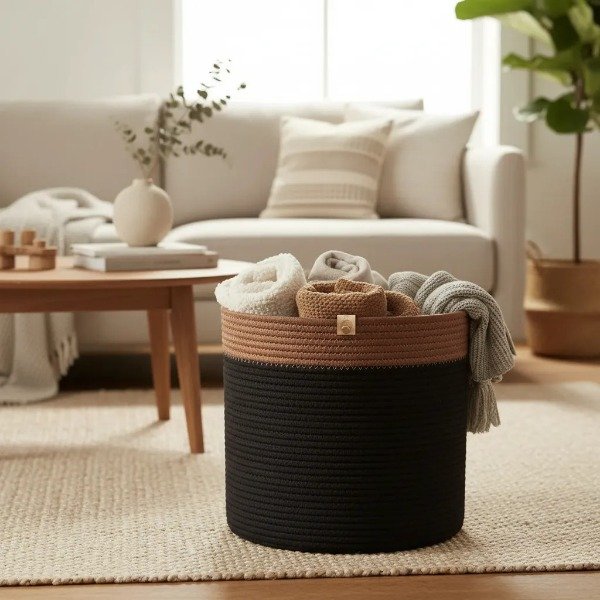 Producto - Cesto Canasto Redondo Artesanal 24x26x25
