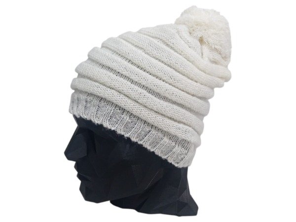 Producto - GORRO Morley horizontal c/pompón CREMA