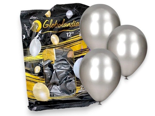 Producto - Globo Globolandia 12" Perlados Plata x25 u.