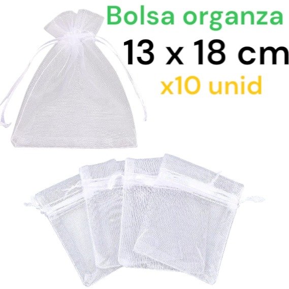 Producto - Bolsa organza blanco x 10 unidades 18x13 cm