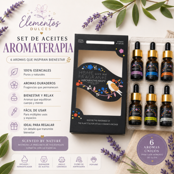 Producto - SET DE 6 ACEITES PARA AROMATERAPIA