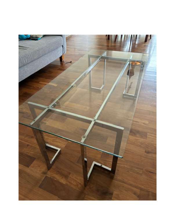Producto - Mesa ratona de vidrio y patas cromadas	/ 45x130x75