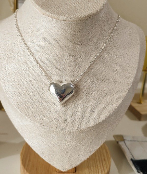 Producto - Collar corazón acero blanco