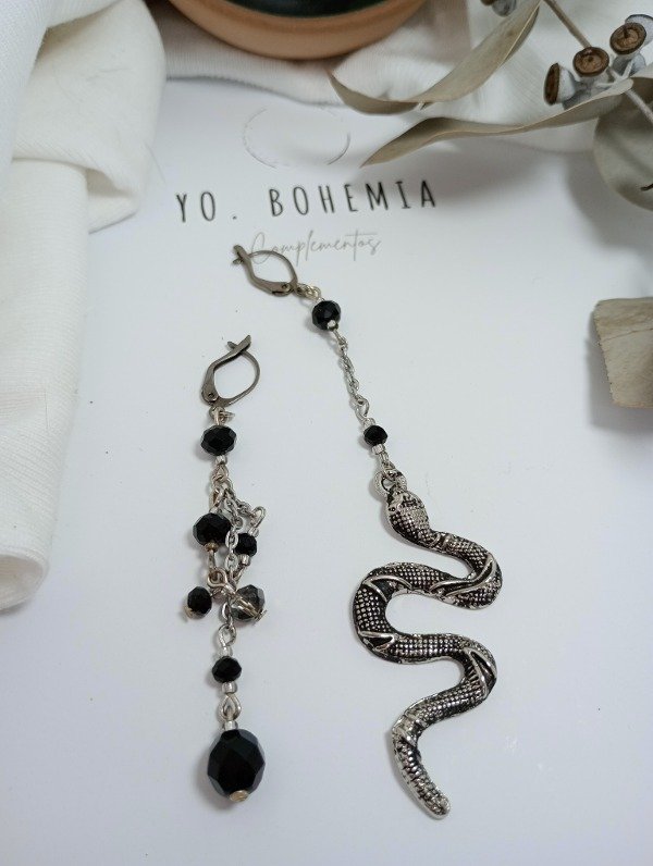 Producto - Aros LANA snake irregular black - 2