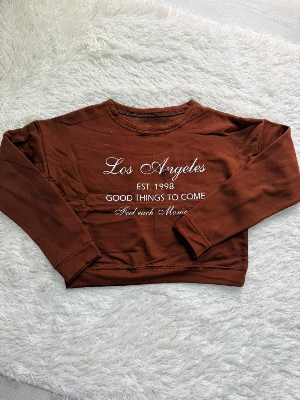 Producto - Buzo Los Angeles Crop Marrón Falla