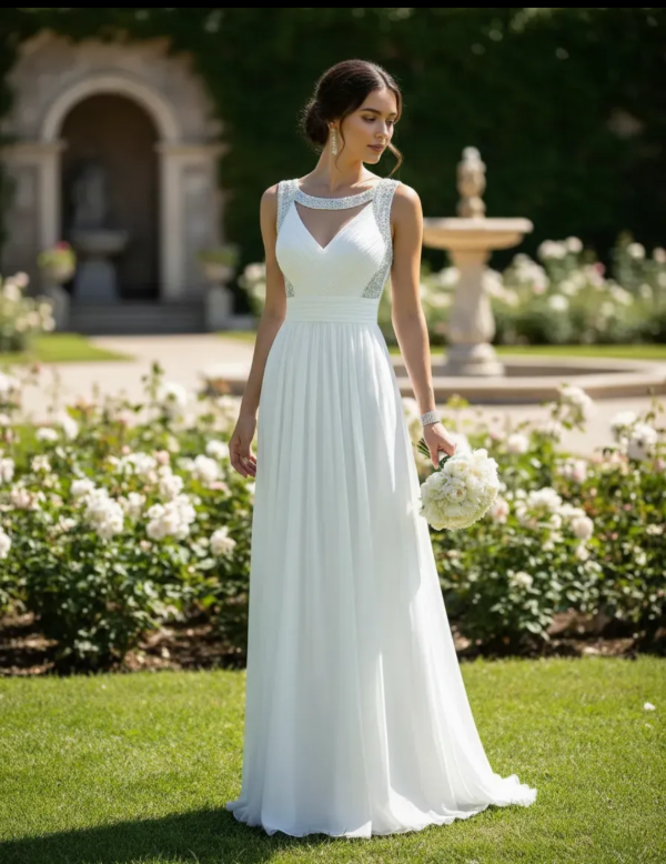 Producto - Vestido Largo Novias Blanco con Strass - 5