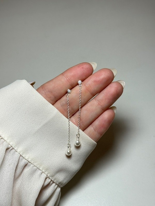 Producto - Con piedra blanca, cadenita y perla - 4