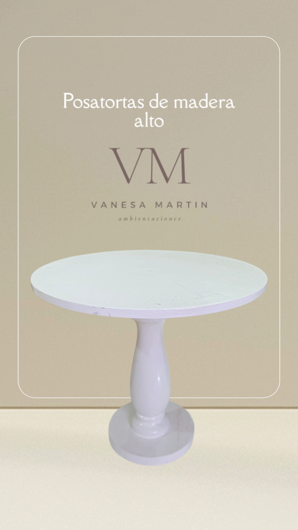 Producto - Posatortas de madera alto blanco 2