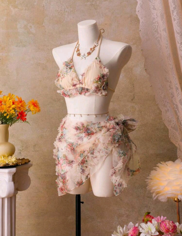 Producto - Bikini traje de baño floral 3 piezas