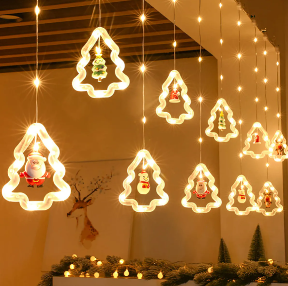 Producto - Cortina De Luces Led Navideñas Arbolitos 3M