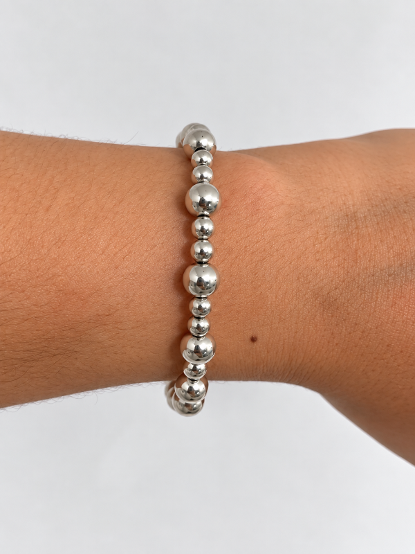 Producto - Pulsera de plata 925 con bolitas grandes combinadas con medianas