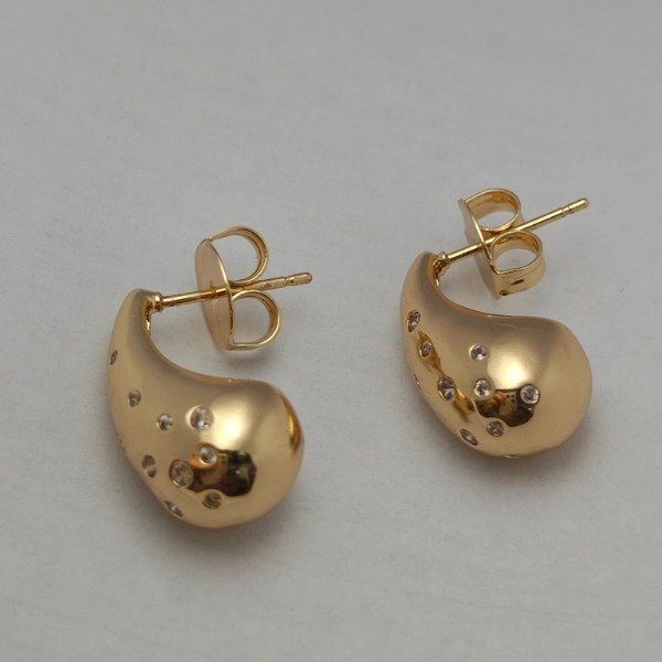 Producto - AROS DORADOS GOTA CON CUBIC