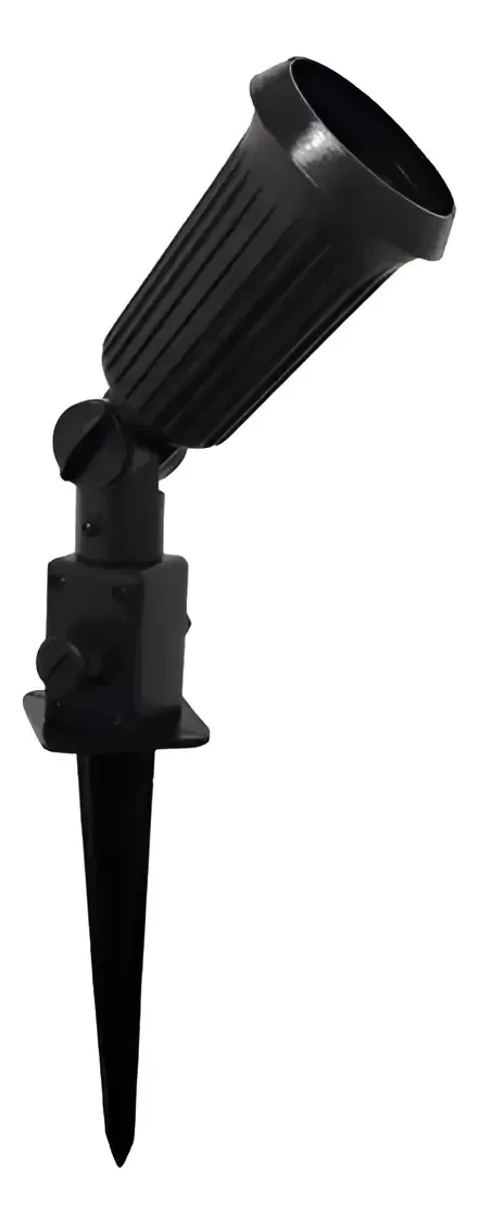 Producto - Jabalina de Piso con Puntal Negro Jardin Exterior 1xE27 Par38