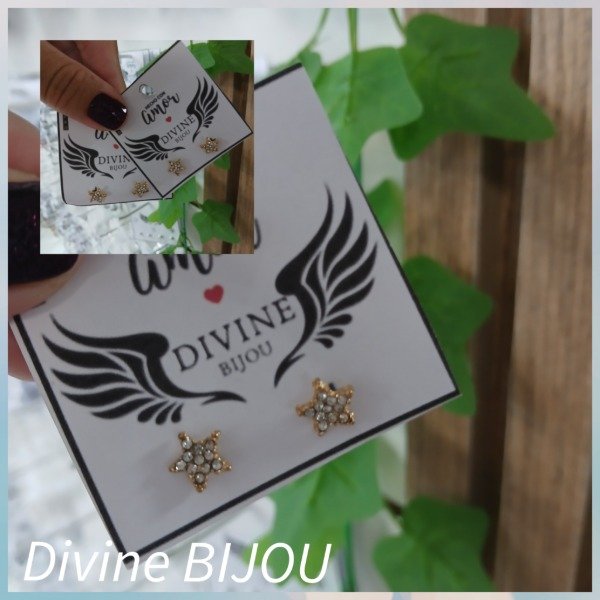 Producto - Aros estrellas cubic acero dorado