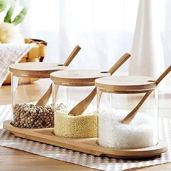 Producto - Especiero x 3 con base bambú