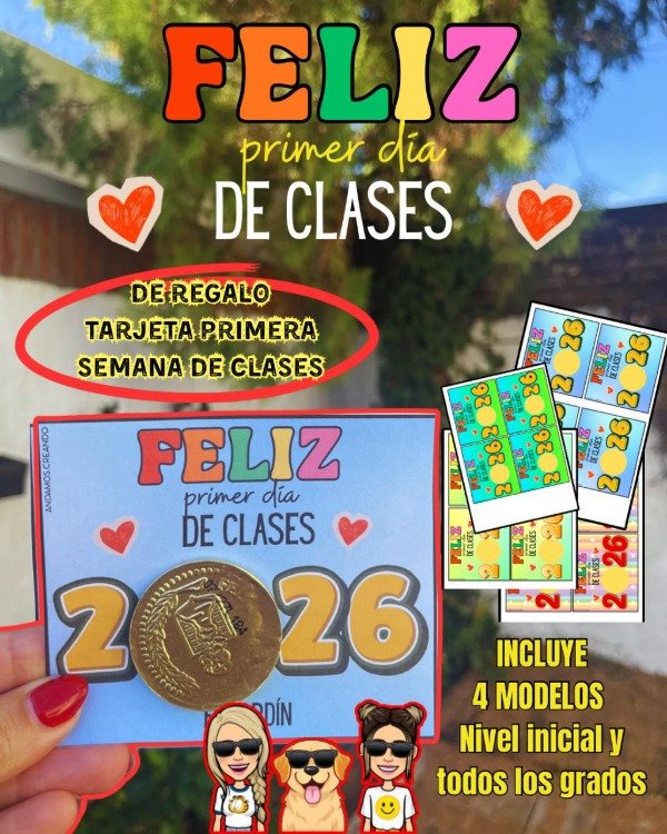 Producto - FELIZ PRIMER DÍA DE CLASES 2026. MONEDA DE CHOCOLATE