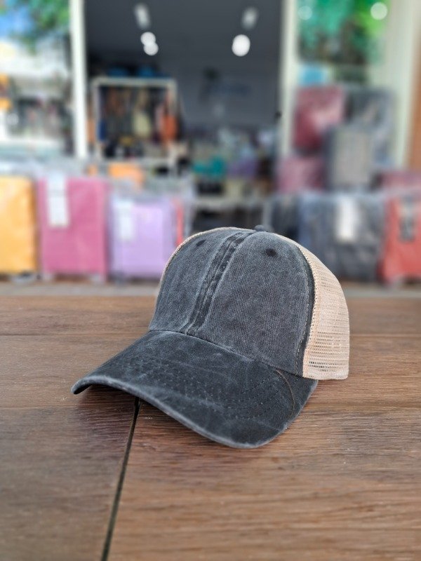 Producto - Gorra Trucker Prelavada Negra art 125810