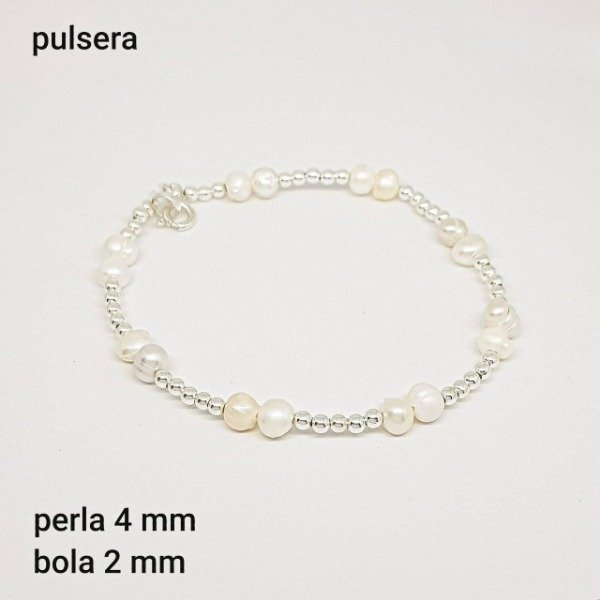 Producto - PUL #PER Pulsera Perla de río 4mm y bola 2mm - 2