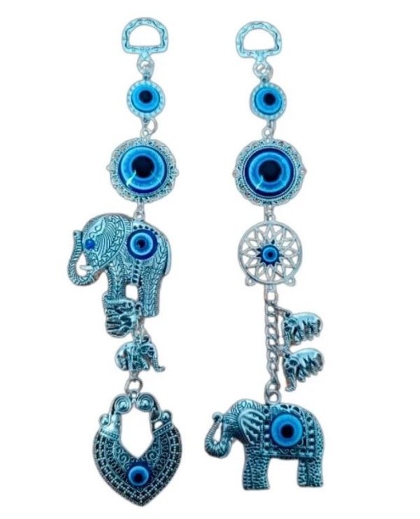 Producto - Colgante azul elefante con ojo turco grande