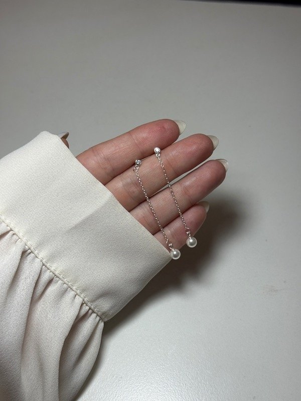 Producto - Con piedra blanca, cadenita y perla - 3