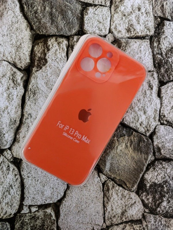Producto - Funda silicone case con logo Iphone 13 Pro Max naranja