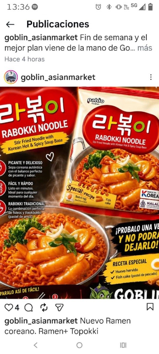 Producto - Ramen + topokki (rabokki)