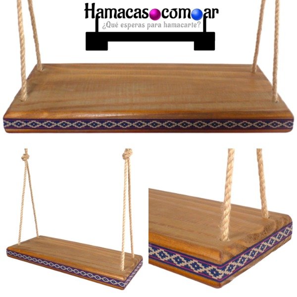 Producto - Hamaca de madera ESTILO CAMPO de doble espesor con 4 sogas de yute ENVÍO GRATIS