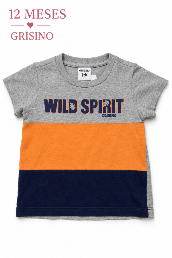 Producto - Remera tricolor Wild Spirit 12 Meses Grisino - 0
