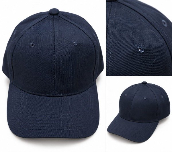 Producto - Gorra de gabardina azul marino detalle rotura en copa