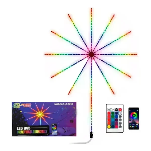 Producto - Tira luces LED fuego artificial RGB a control remoto - 1