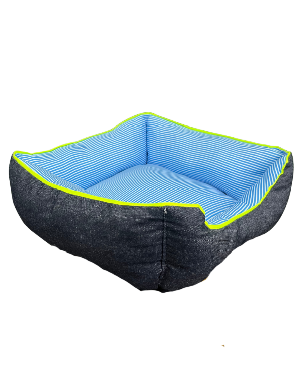 Producto - Cama / Moisés Cuadrado DUOMI - Diseño Denim con Rayas