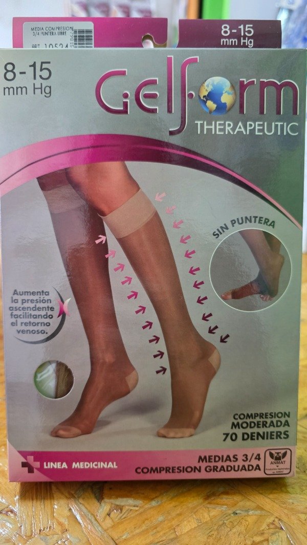 Producto - MEDIAS TERAPEUTICAS 3/4 DE COMPRESION 8-15mmHg PUNTERA LIBRE