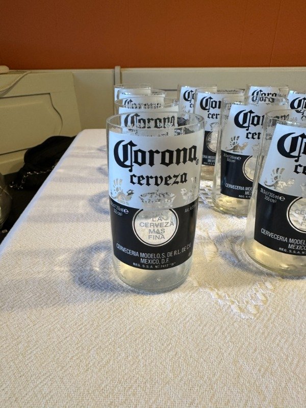Producto - LOTE 12 VASOS CON PUBLICIDAD CORONA. PRECIO POR TODOS #10938