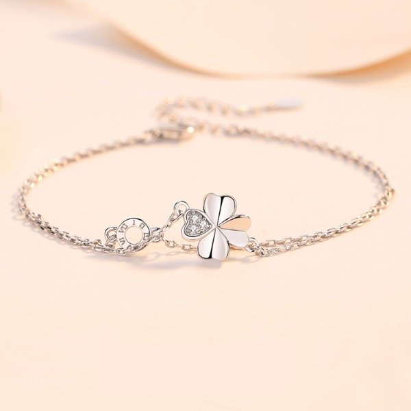 Producto - Pulsera trebol con cubic plata rodinada S343