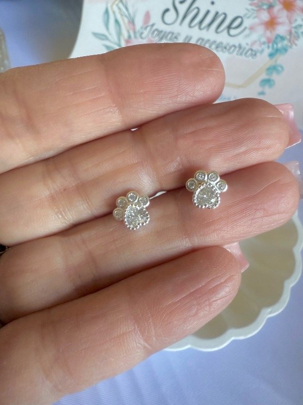 Producto - Aros huellita con cubic en plata 925