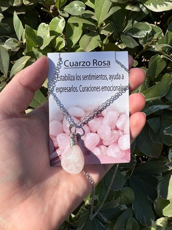 Producto - Dije Cuarzo Rosa + Cadenita